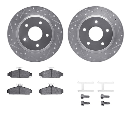 7512-47145, Rotors-Drilled And Slotted-Silver W/ 5000 Advanced Brake Pads Incl. Hardware, Zinc Coat